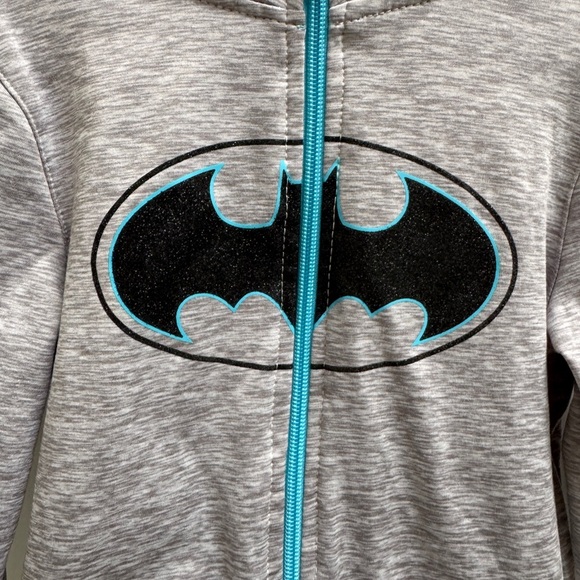 Batman 3T Girls Gray & Blue Superhero Zip Up Athletic Jacket - Picture 2 of 7